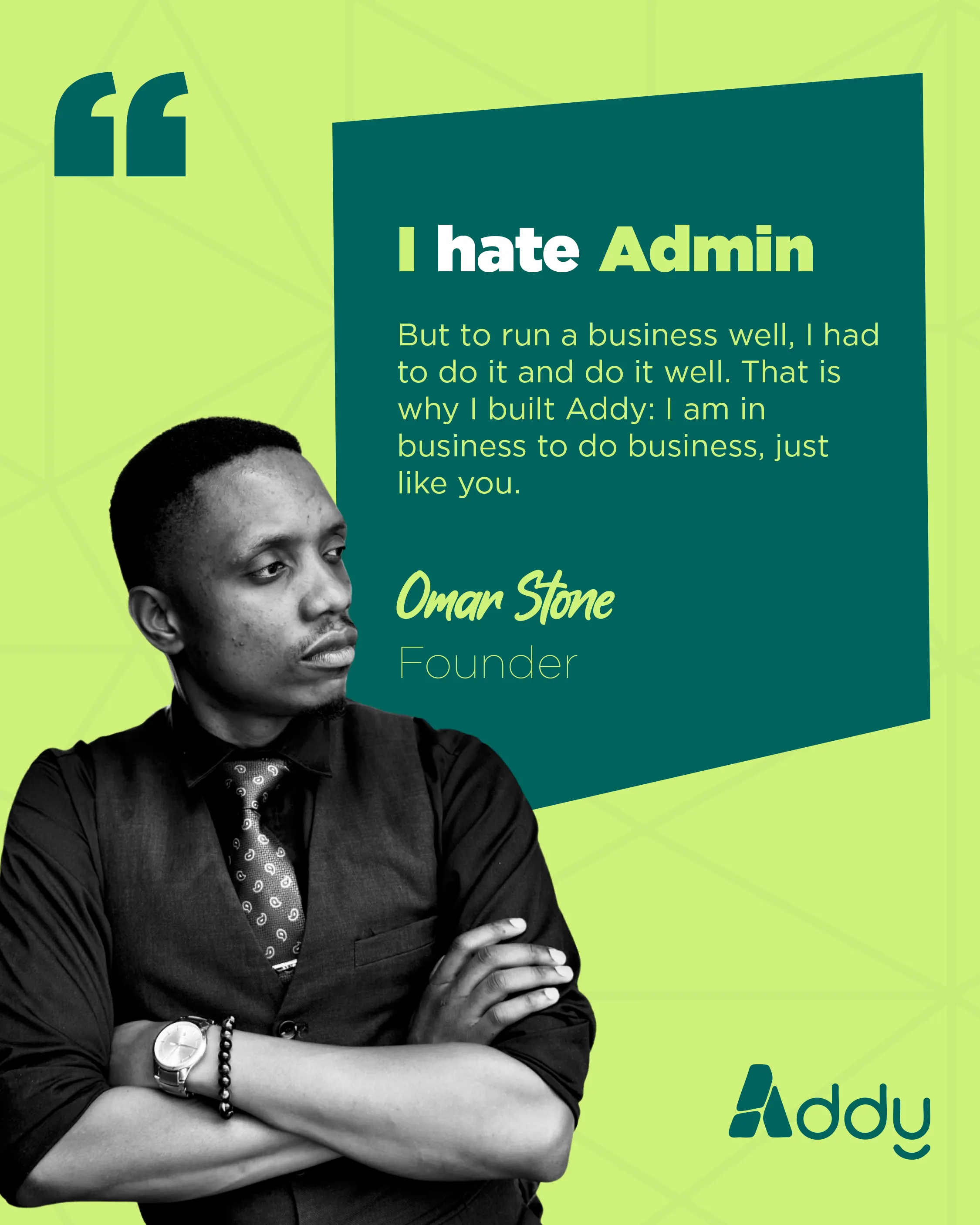 Addy founder quote social media artwork