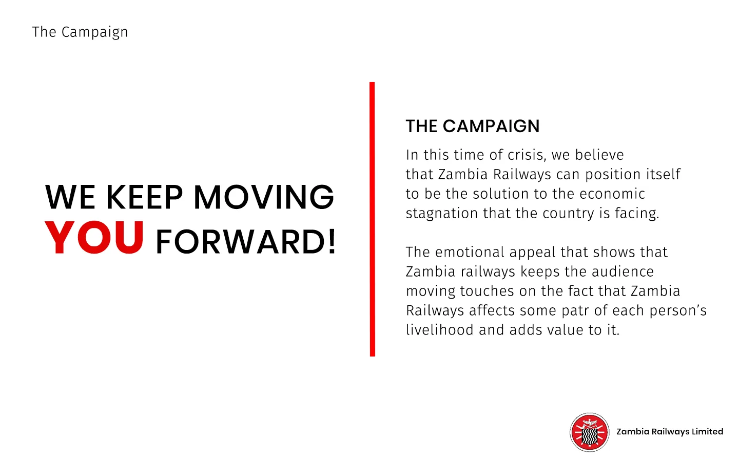 Zambia Railways We Keep Moving You Forward campaign rationale